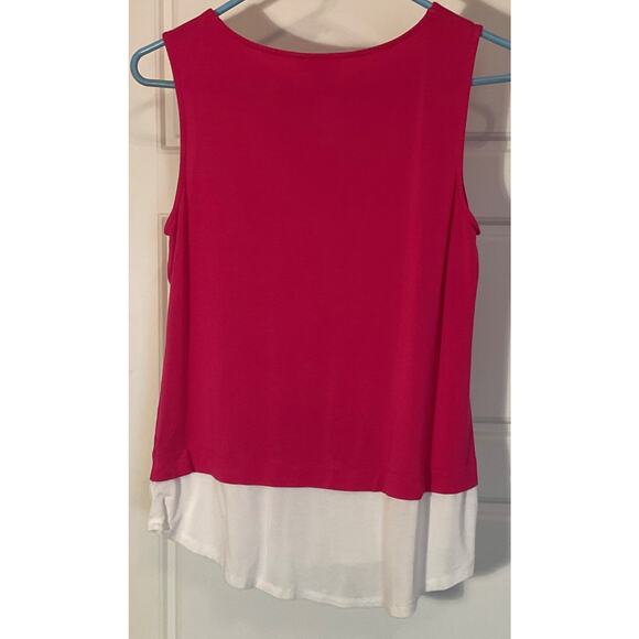 Calvin Klein Hot Pink W/White Hem Sleeveless Jersey Tank M - Picture 3 of 6